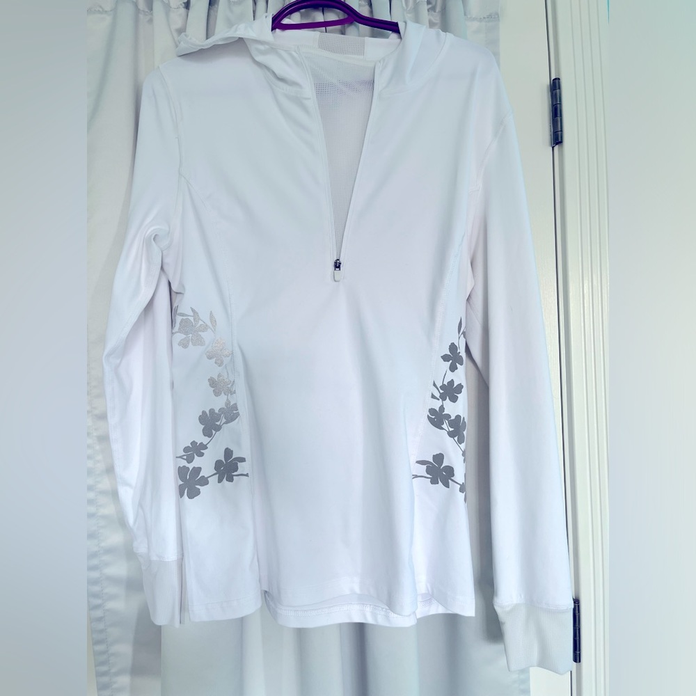 1/2 zip white/ reflective run hoodie